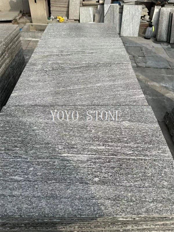 silver grey granite paving