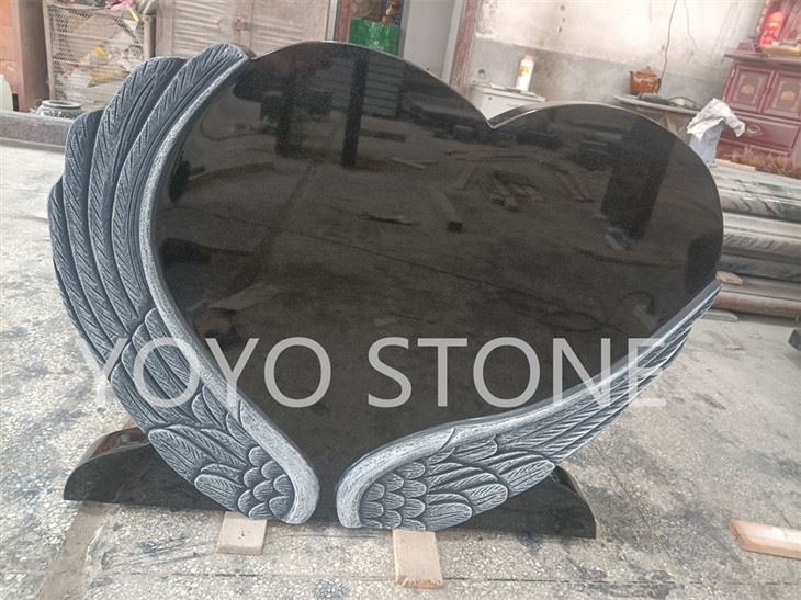 black granite double headstone