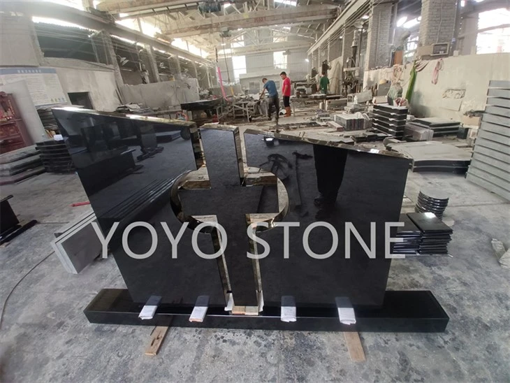 black granite headstone